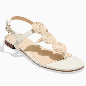 New Jack Rogers WORTH Women's Flat Raffia Sandals Ivory Size 6.5 M $99